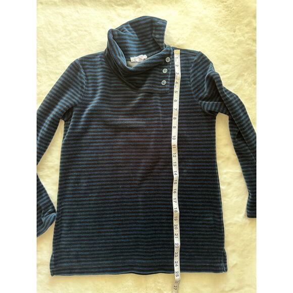 T by Talbots Striped Shawl Collar Crushed Velvet Top Long Sleeve Size Petite 0-2 - Picture 7 of 8